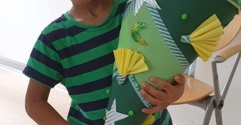 School cones for refugee first-graders in Berlin accommodations